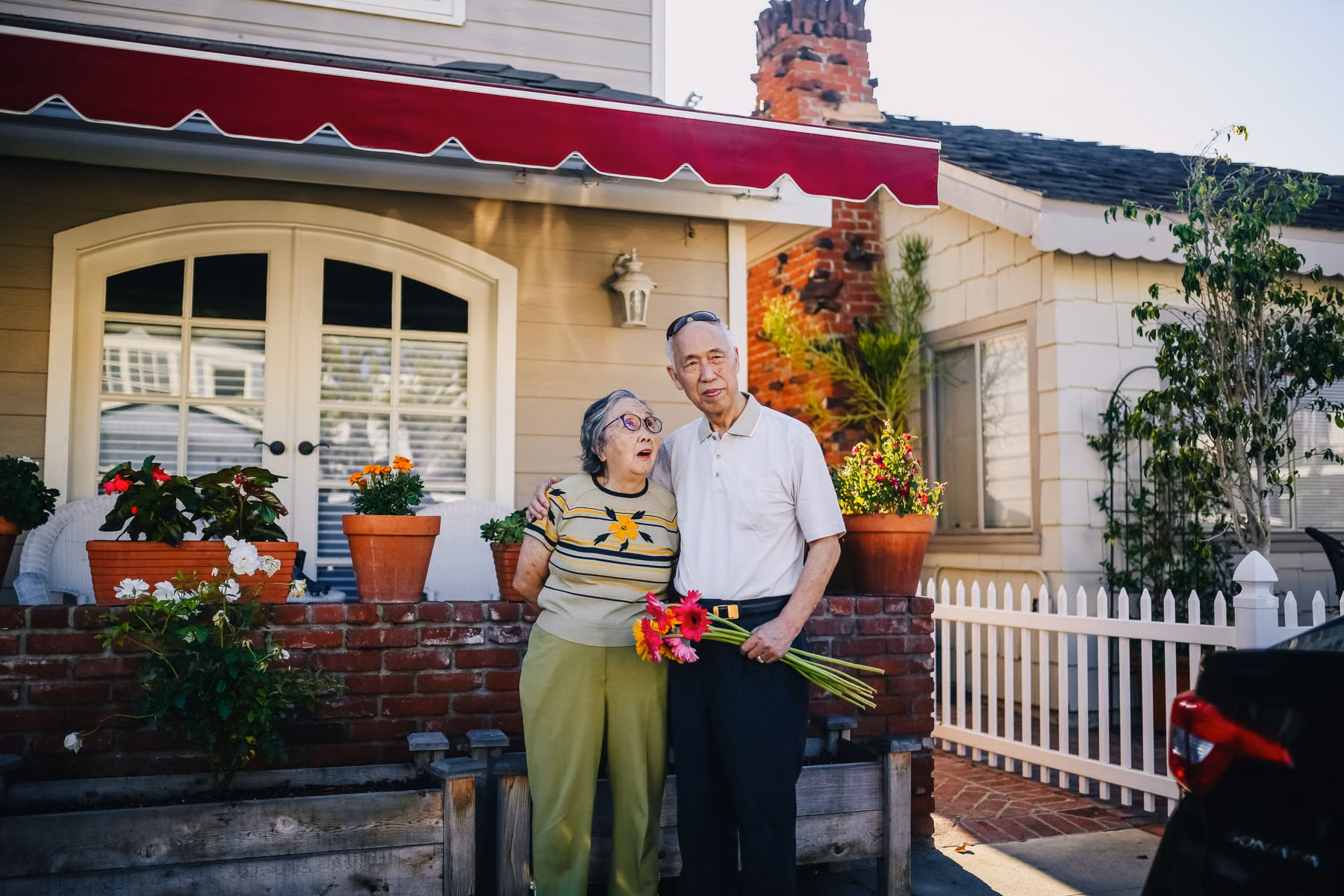 Older couple enjoying life together at their home